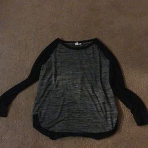 BLACK AND GREY LONG SLEEVE SHIRT.